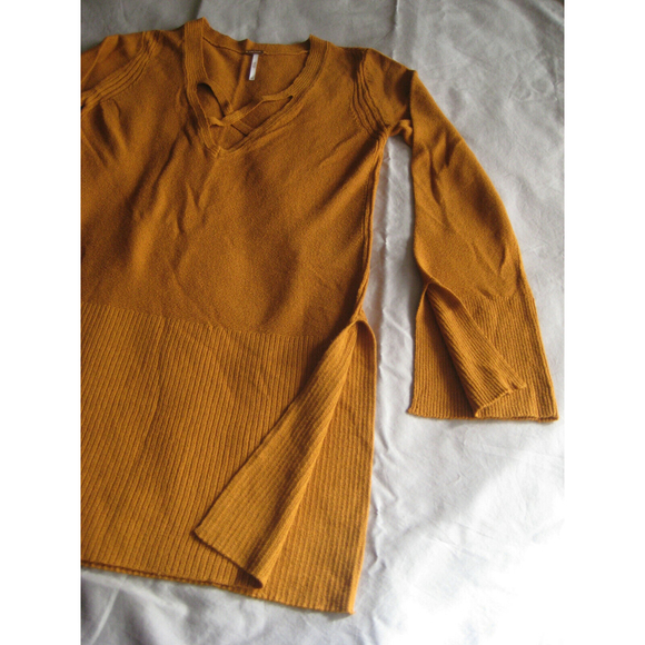 Free People XS Criss Cross Sweater Tunic in Mustard Yellow - Picture 6 of 7